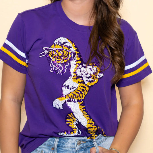 LSU Tigers Women's Basketball Sequin Design Tee