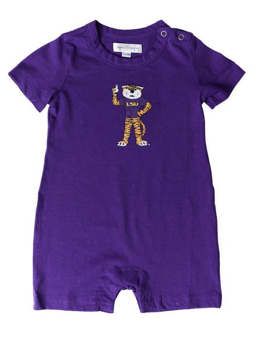 LSU Tigers Baby Shorty Onesie Purple