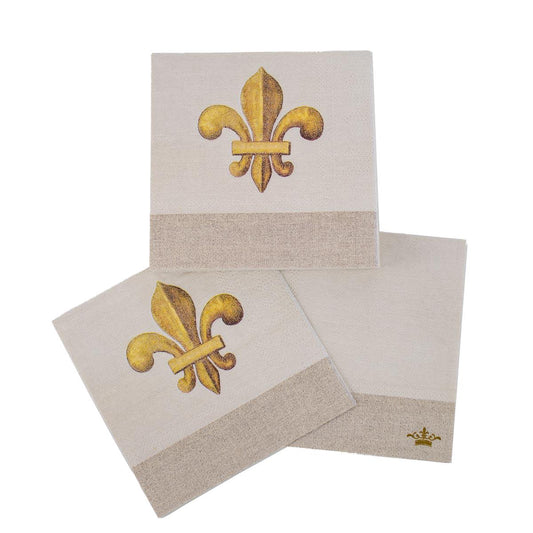 Cocktail Napkins Clermont Fleur Soft White Gold