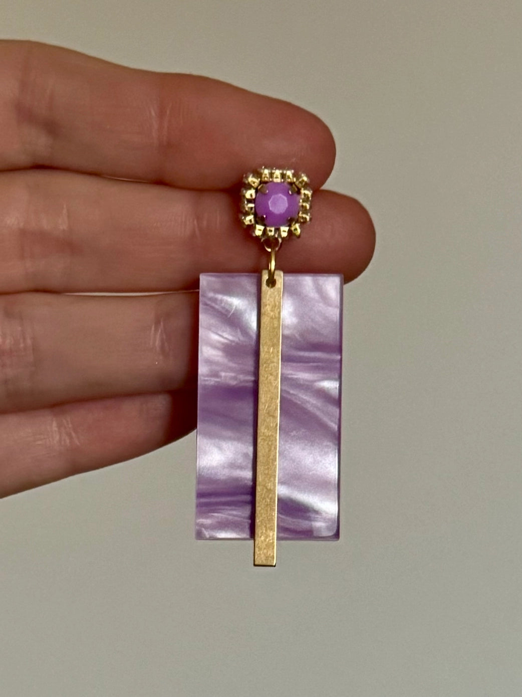 LSU Tigers Earrings Purple and Gold Hazel Textured Gold