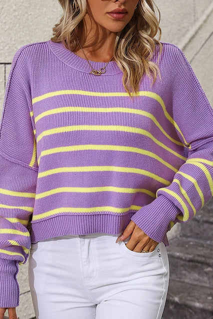 Women's Sweater Pullover Splicing Stripes