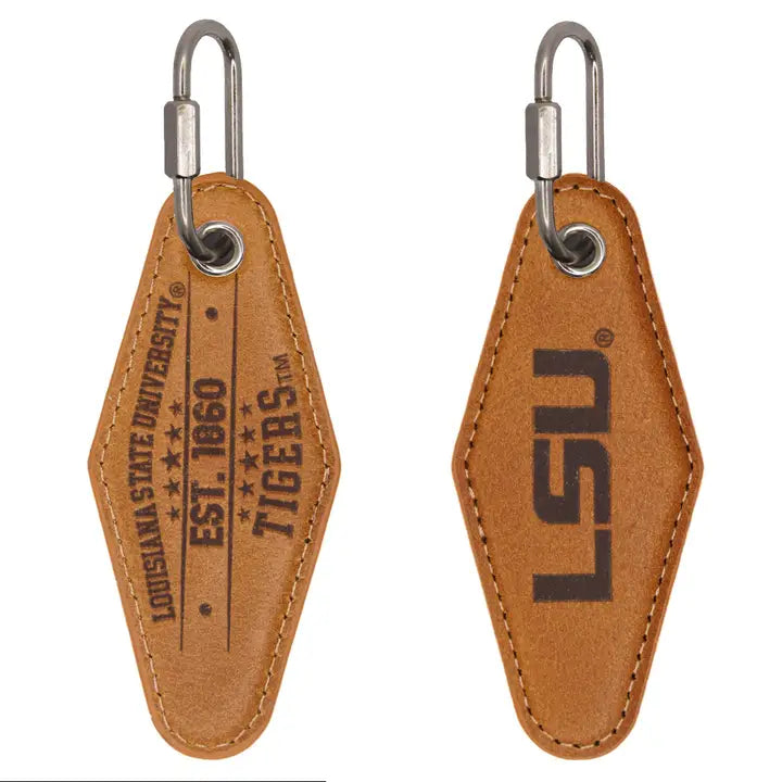 LSU Tigers Key Fob Leather Brown and Tan