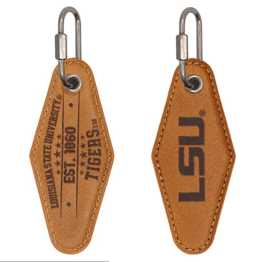 LSU Tigers Key Fob Leather Brown and Tan