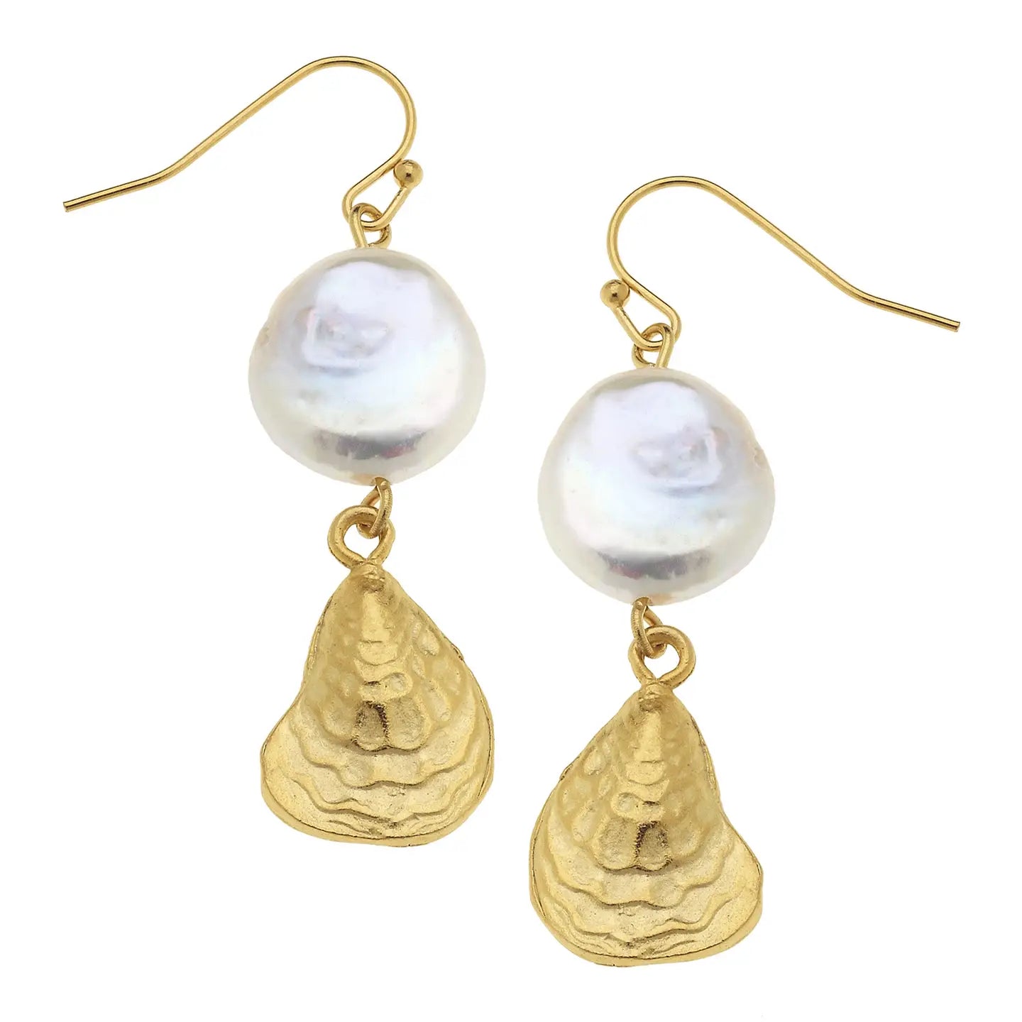 Earrings Gold Oyster Shell Pearl
