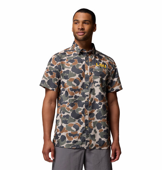 LSU Tigers  Men's Columbia Deerhunter Chemise Camp Shirt F25