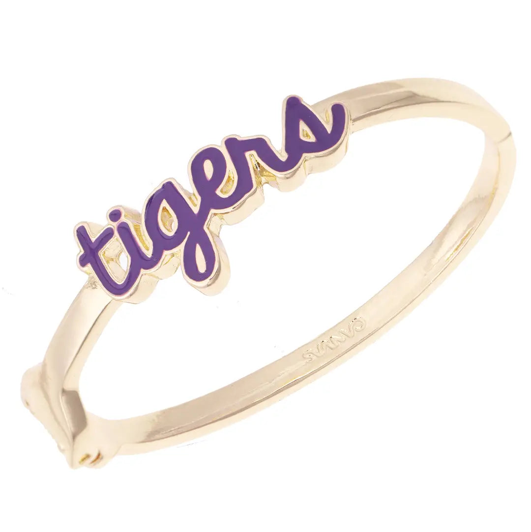 LSU tigers Bracelet Cursive Enamel Hinge