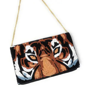Bag Tiger Face Beaded Clutch