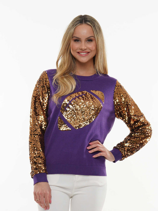Women's Purple and Gold Sweater Football