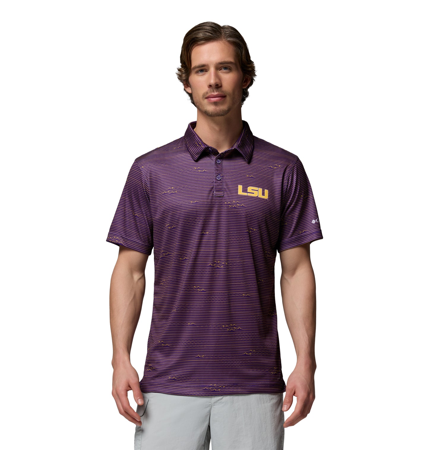 LSU Tigers Men's Columbia Super Terminal Tackle Polo Sp 26