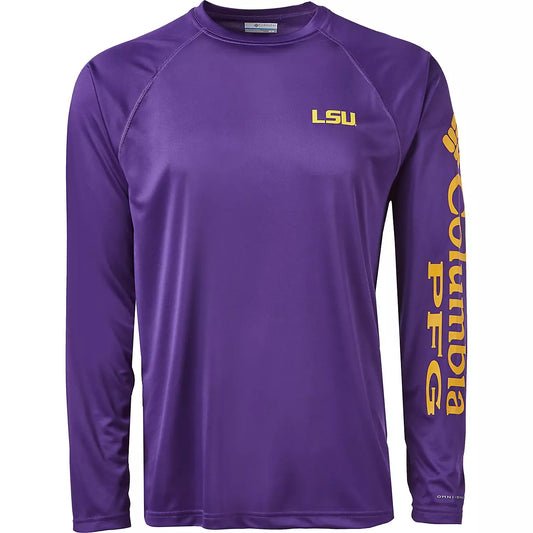 LSU Tigers Men's Columbia Terminal Shot Shirt  Purple Longsleeve