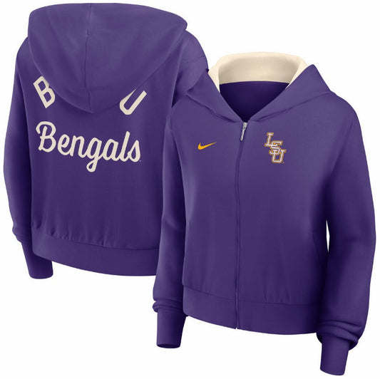 LSU Tigers Nike Women's Colorblock Full-Zip Hoody