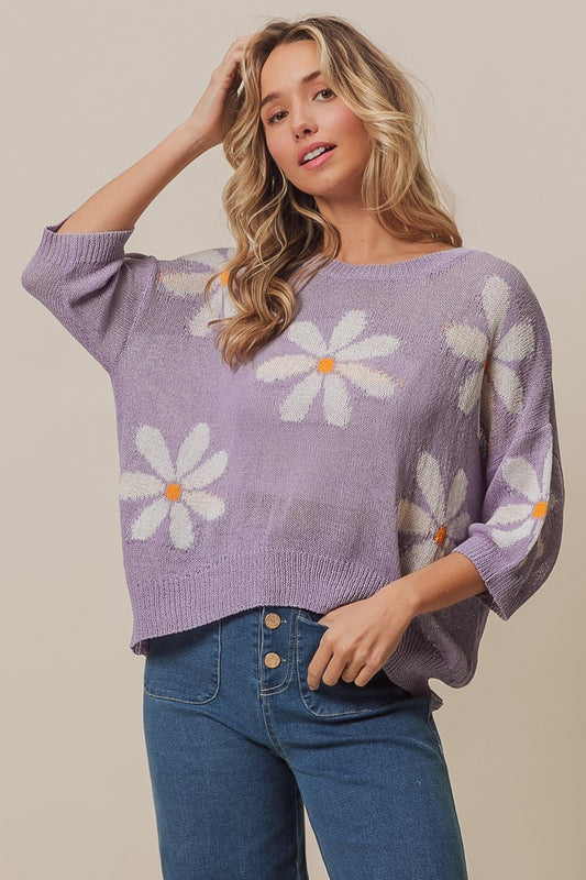 Women's Sweater Top Floral Pattern