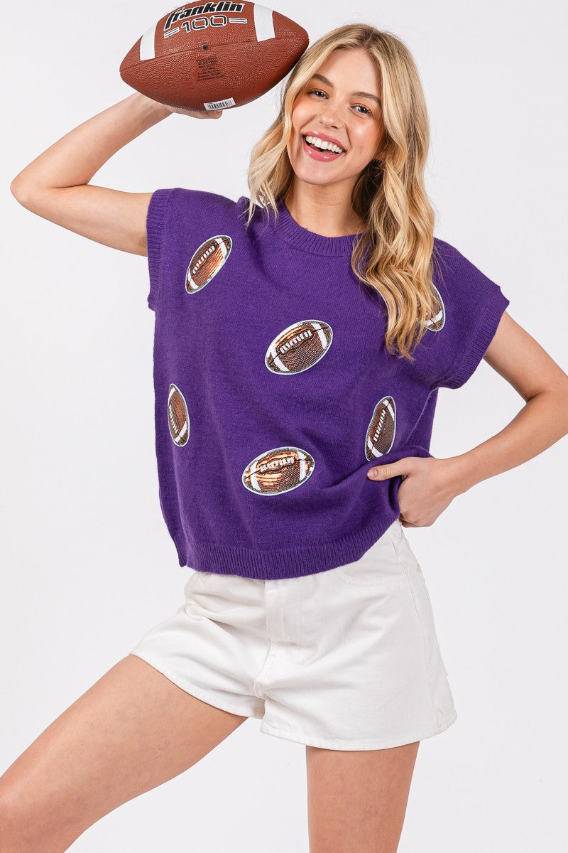 Women's Gameday Football Patch Sweater Top