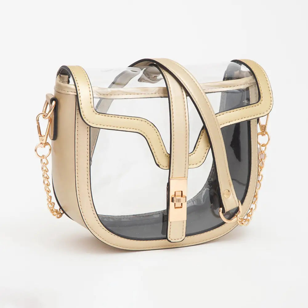 Bag Clear Transparent Saddle Gold