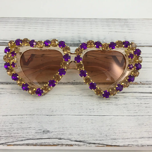 Sunglasses Stone Heart Purple and Gold