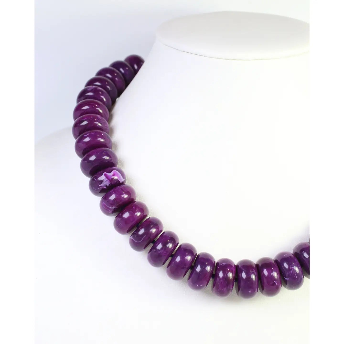 Necklace Pipestone Marble Beaded Purple