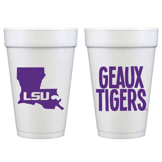 LSU Tigers Cups Sleeves of 16oz Set of 10