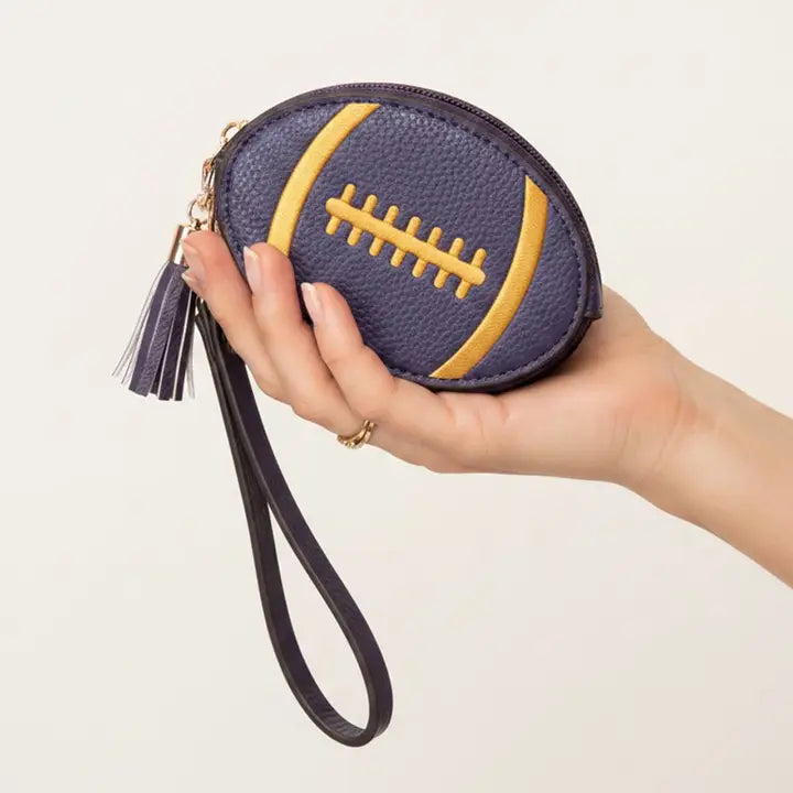 Coin Purse Bag Faux Pebble Round Zip Wrist Strap