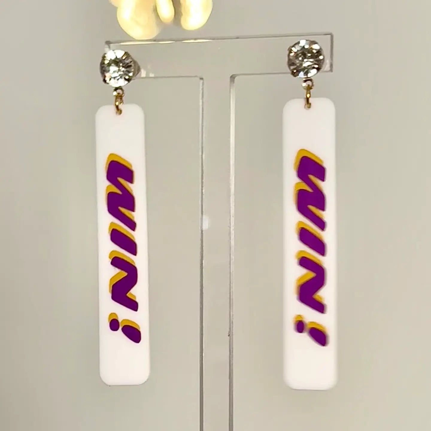 Earrings Acrylic Purple Gold & White Gameday