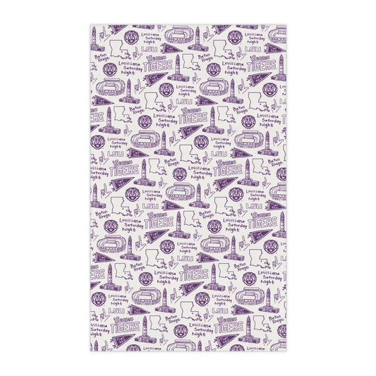 LSU Tigers Dish Towel White