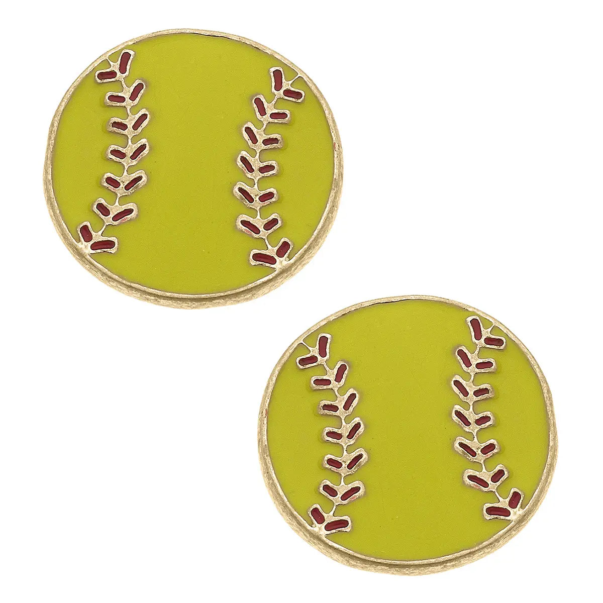Earrings Softball Enamel Stud Earrings in Fluorescent Yellow