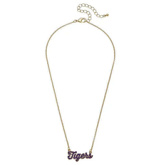 LSU Tigers Necklace Pave Autograph Canvas Style