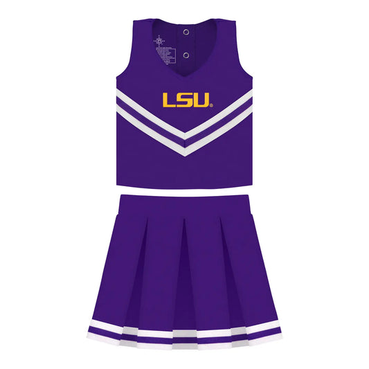 LSU Tigers Girls Cheerleader Dress 3-Piece Set Script Purple