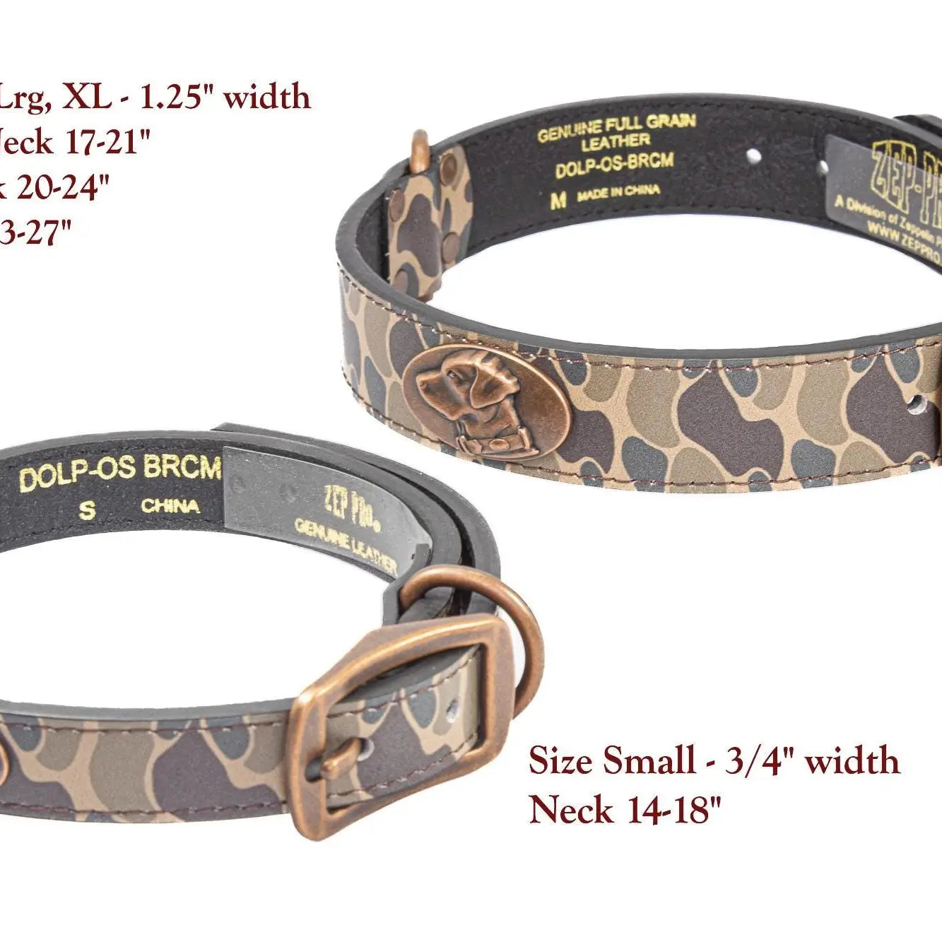LSU Tigers Dog Collar Old School Camo Leather