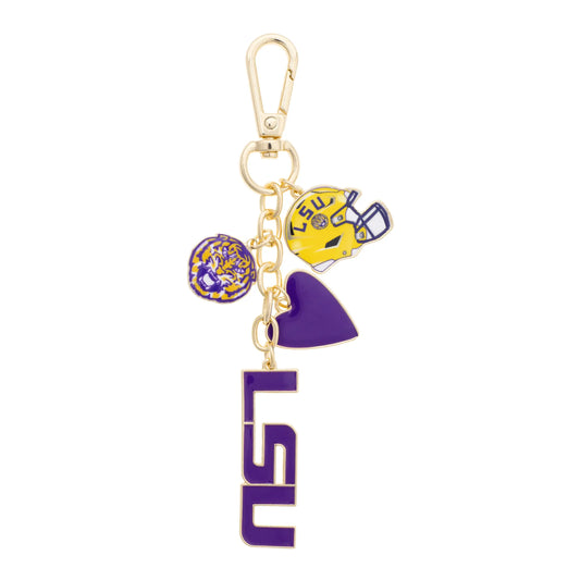 LSU Tigers  Bag Charm Heart Clusters