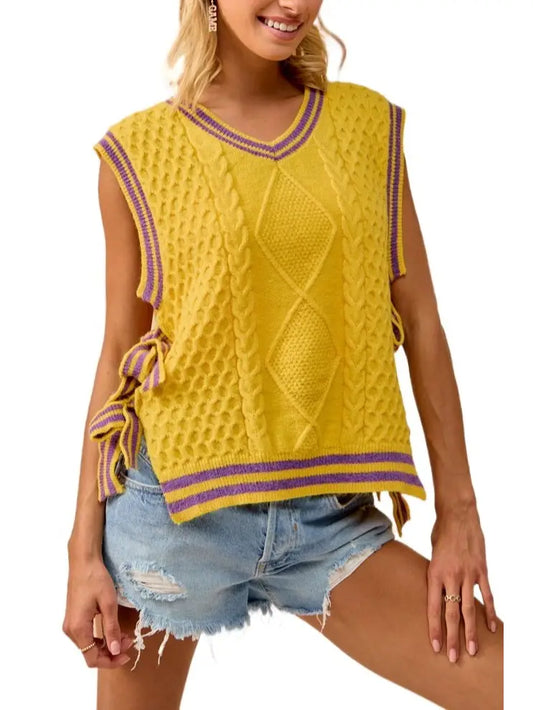 Women's Sweater Gameday Theme Textured knit Sleeve Top
