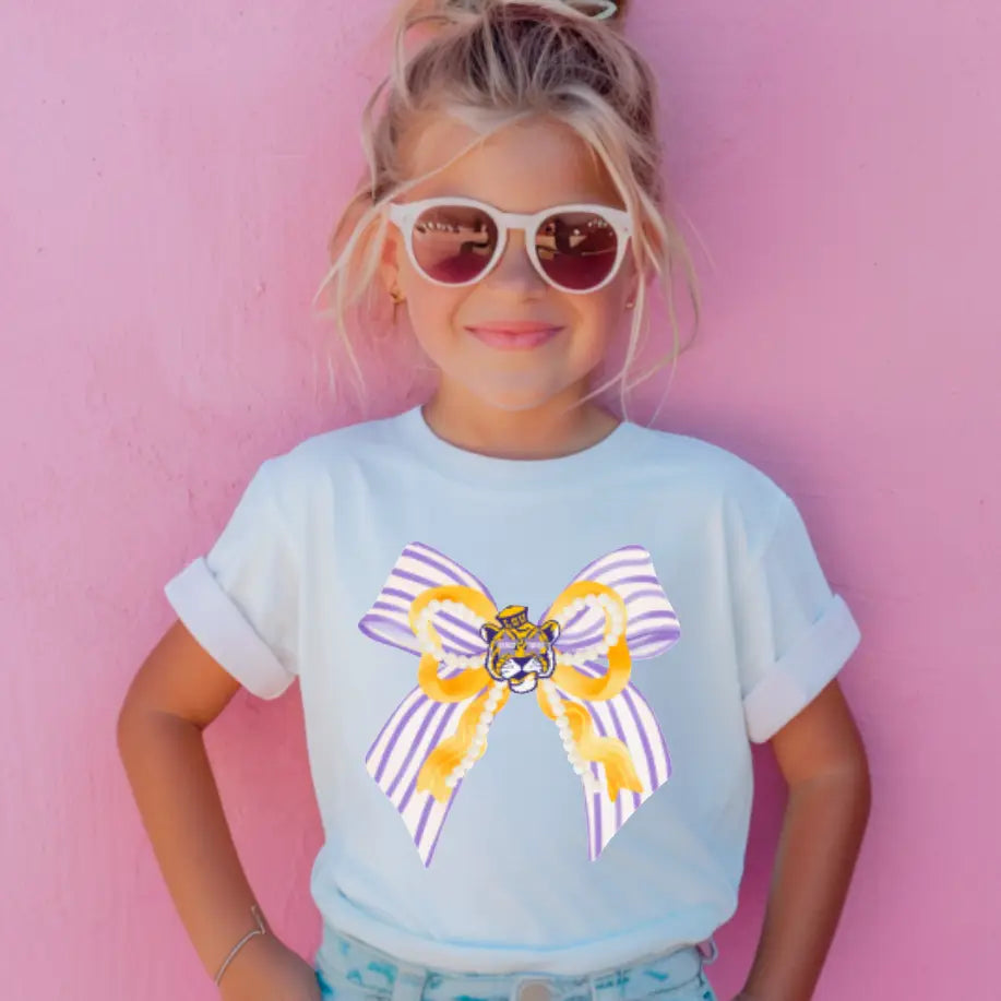 LSU Tigers Youth Coquette Bow T-Shirt