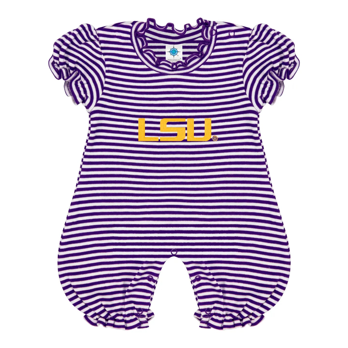 LSU Tigers Infant Stripped Puffed Sleeve Romper