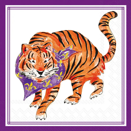 Cocktail Napkins Prowling Tiger Purple Hometown Set of 20