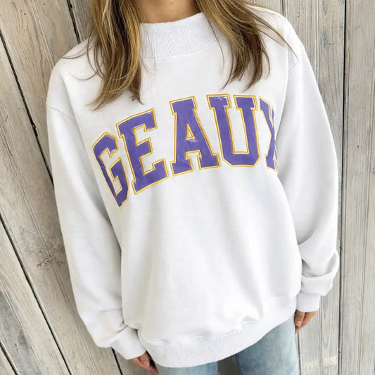 LSU Tigers Women's Varsity Mockneck Geaux Sweatshirt