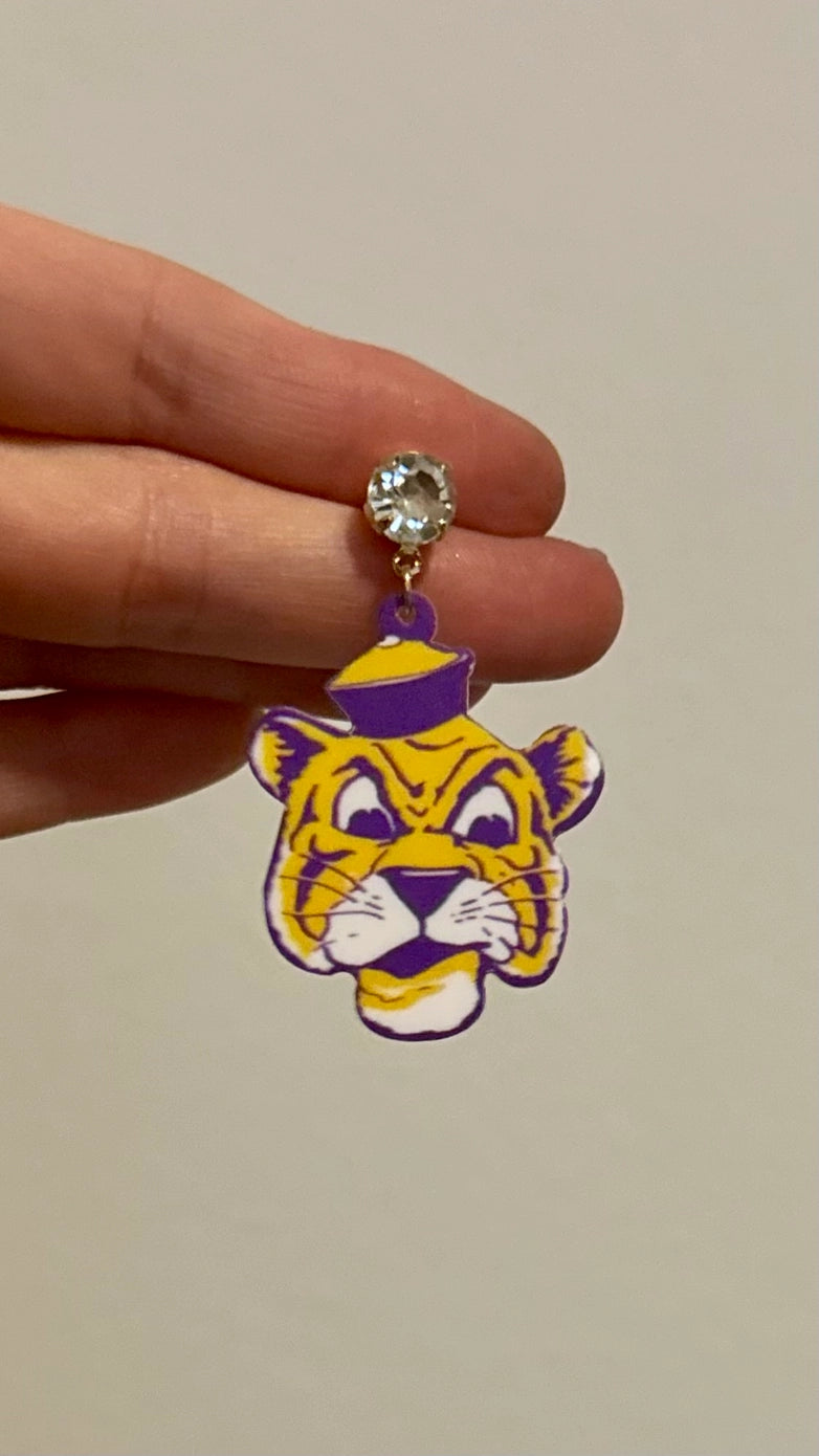 LSU Tigers Earrings Tiger Face Gameday