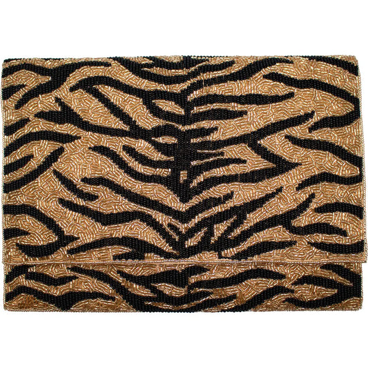 Bag Beaded Clutch Tiger Stripe