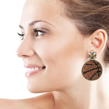Earrings Basketball Beaded Twine and Love