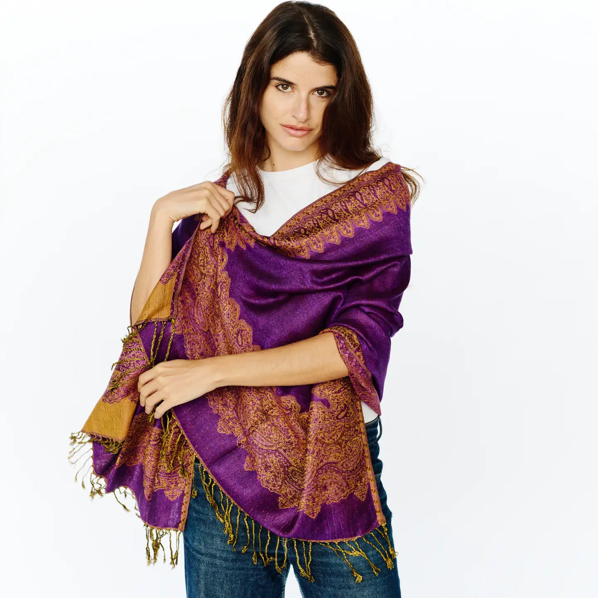 Scarf Boho Style Purple & Gold