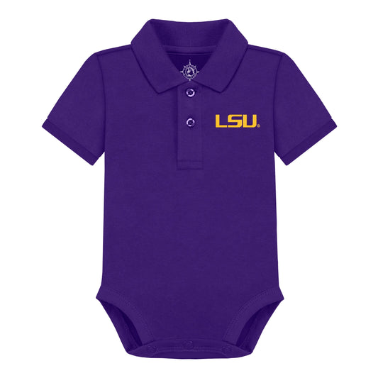 LSU Tigers infant Polo Bodysuit Solid Purple
