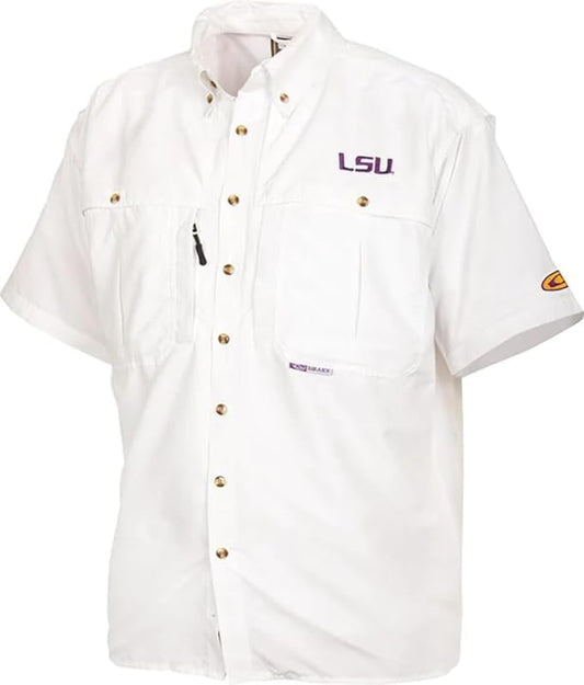 LSU Tigers Men's Shirt Drake Short-Sleeve Bright White