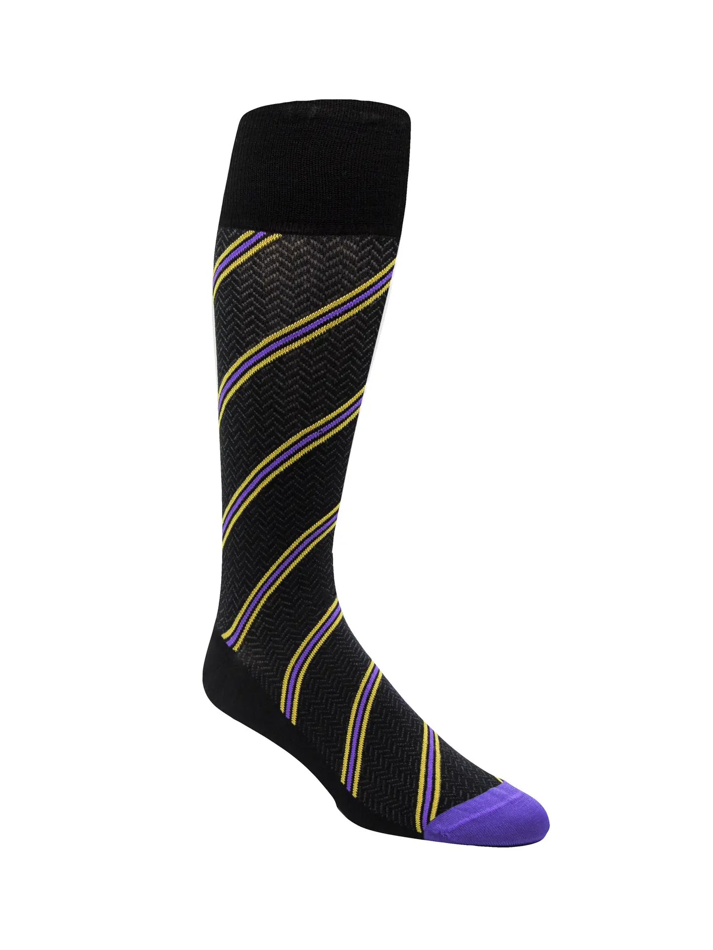 Men's Socks VKDG Black Purple and Gold Stripe