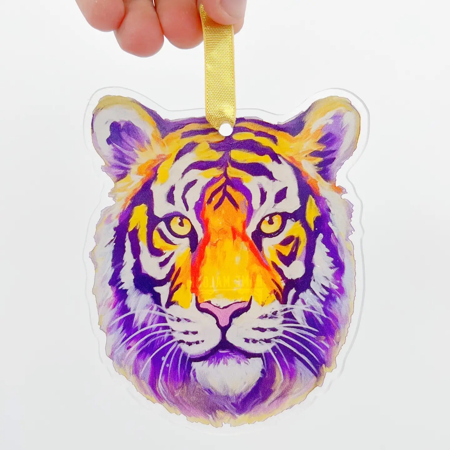 Ornament Tigerhead Acrylic Purple & Gold