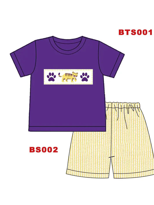 Boy's Short Set Purple Tiger Stripe
