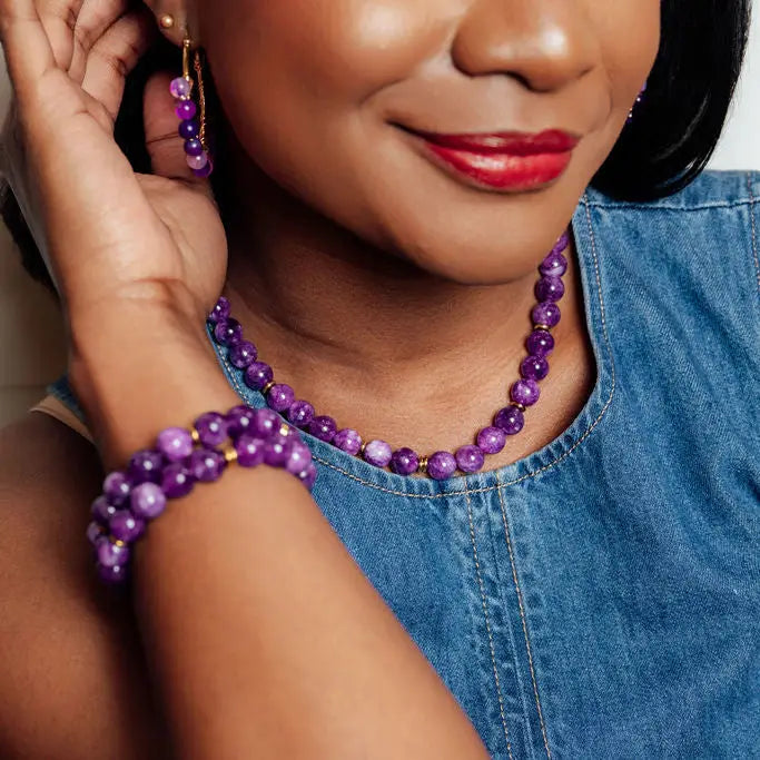 Necklace Rally Beaded Purple