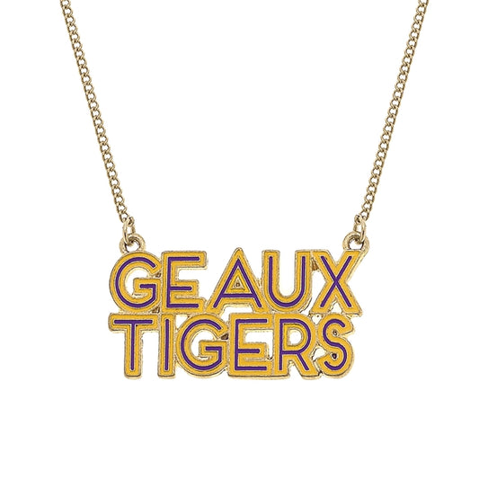 LSU Tigers Necklace Enamel Geaux Tigers Outline
