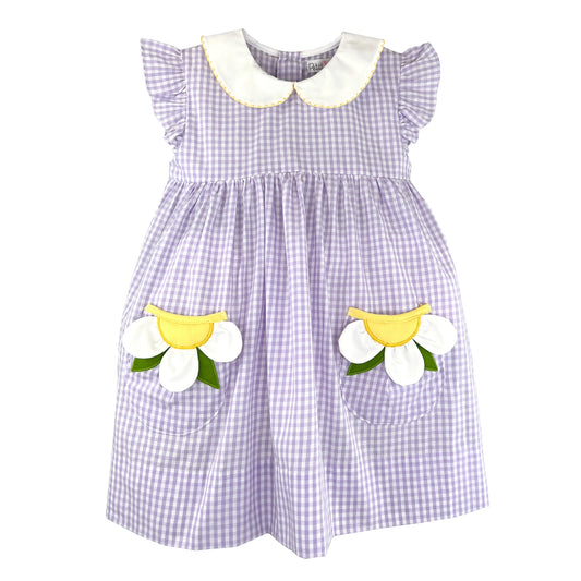 Infant Sun Dress with Daisy Flowers with Pockets