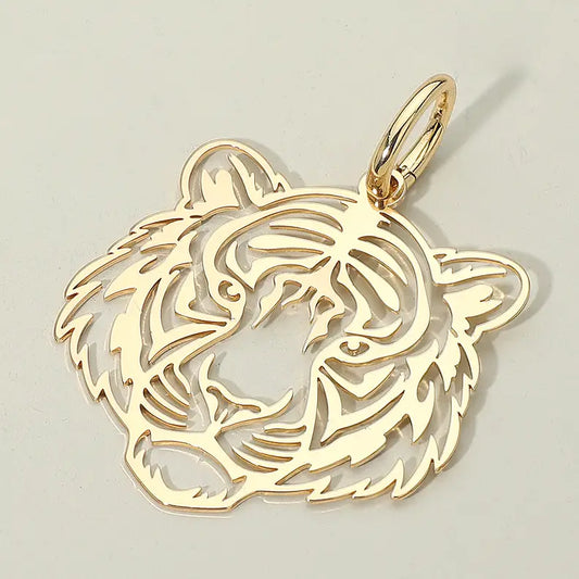 Charm Tiger Cut Out Face Metal Pendant
