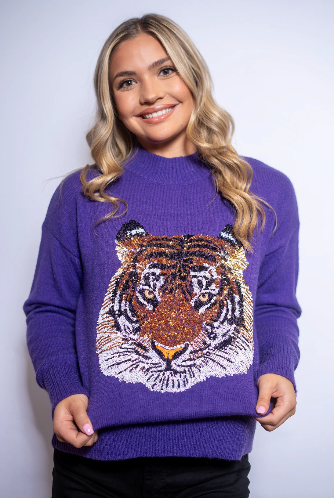 Women's Sweater Geauxlden Tiger Sequin