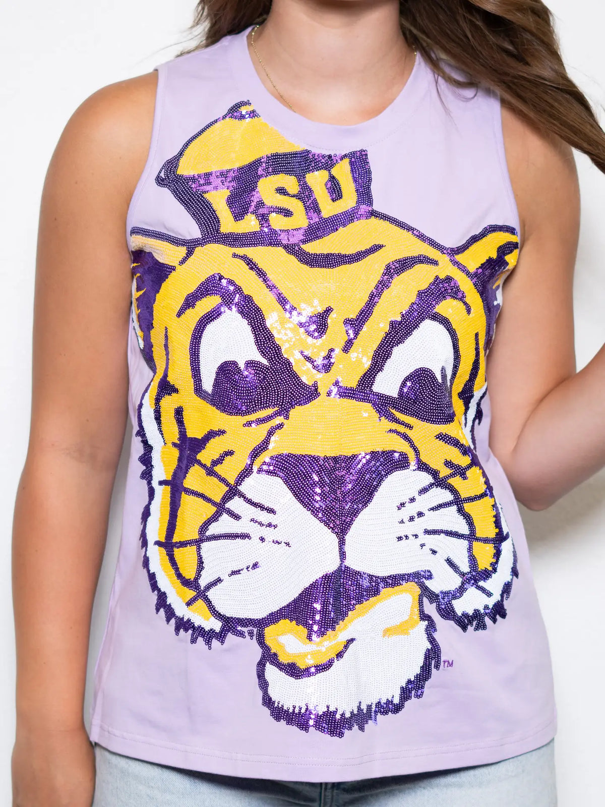 LSU Tigers Women's Cartoon Mike Full Face Tank Top