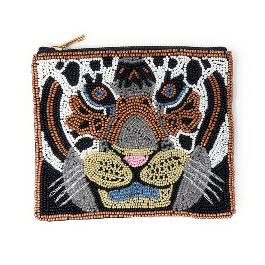 Pouch Tiger Face Beaded